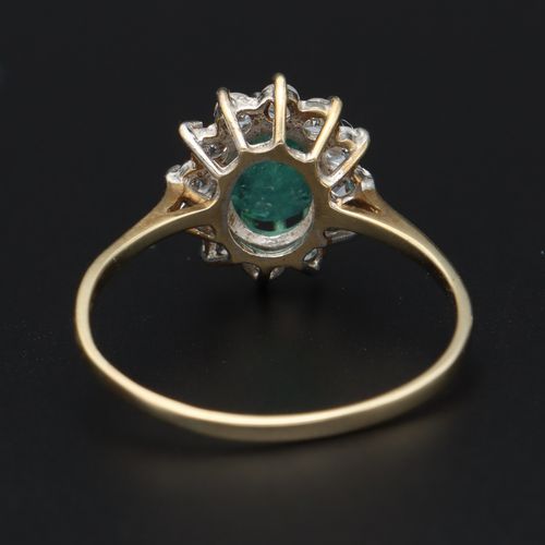 18ct Gold Emerald and Diamond Cluster Ring image-5