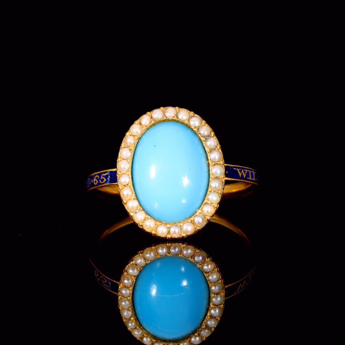 360° view of The Antique Georgian 1781 Split Pearl and Paste Mourning Ring