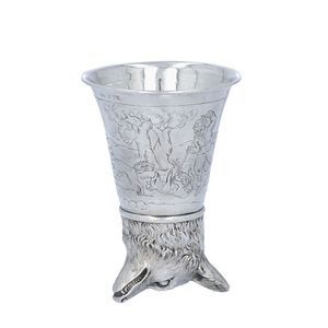 Edwardian German Silver Fox Head Stirrup Cup