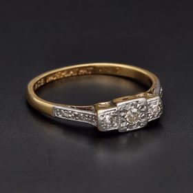 18ct Yellow Gold & Platinum Art Deco Diamond Ring