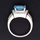18ct White Gold Blue Topaz & Diamond Ring