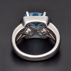 18ct White Gold Blue Topaz & Diamond Ring