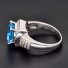 18ct White Gold Blue Topaz & Diamond Ring
