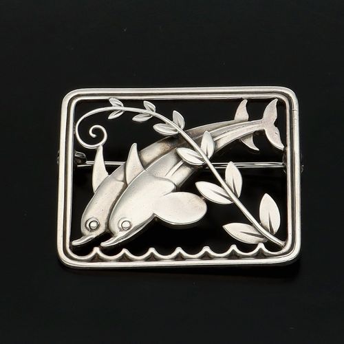 Sterling Silver Dolphin Brooch by Arno Malinowski image-3