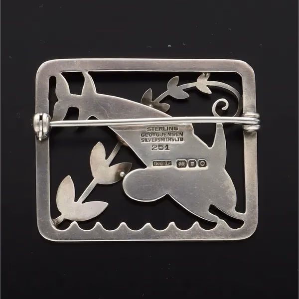 Georg Jensen Sterling Silver Dolphin Brooch by Arno Malinowski