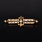 18ct Gold Diamond and Seed Pearl Brooch
