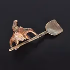 Franz Bergman Painted Bronze Figure of a Fox with Shovel