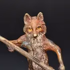 Franz Bergman Painted Bronze Figure of a Fox with Shovel