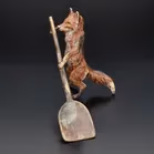Franz Bergman Painted Bronze Figure of a Fox with Shovel