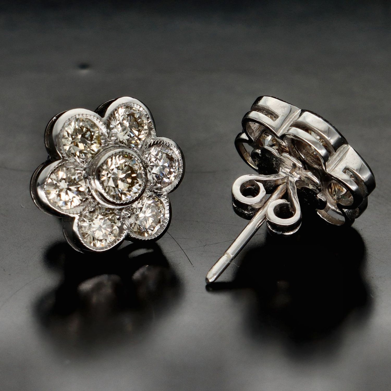 White gold deals daisy earrings