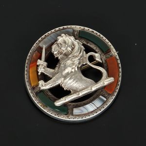 Victorian Scottish Silver and Agate Brooch
