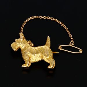 Rare Vintage 9ct Gold Dog Brooch
