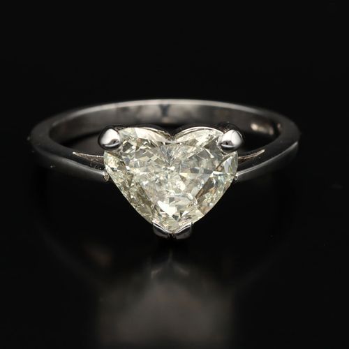 Platinum Heart Shaped Diamond Ring image-2