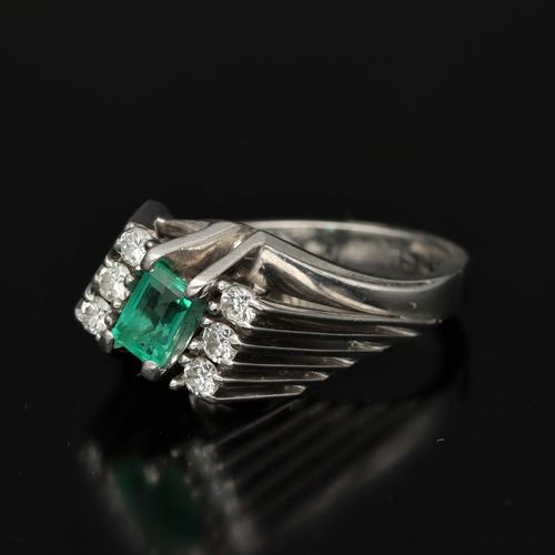 14ct Gold Emerald and Diamond Ring image-3