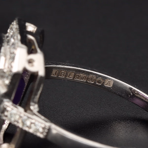 Platinum Diamond and Amethyst Ring