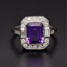 Platinum Diamond and Amethyst Ring
