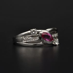 18ct White Gold Pink Sapphire Diamond Ring