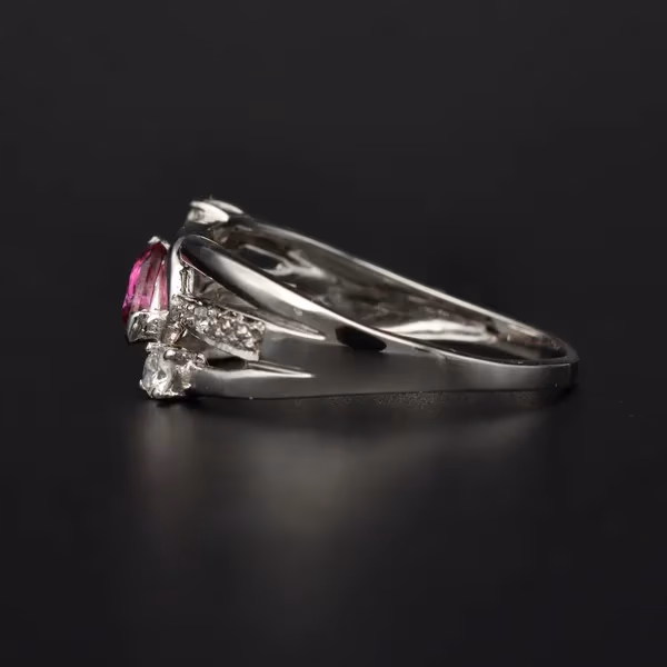 18ct White Gold Pink Sapphire Diamond Ring