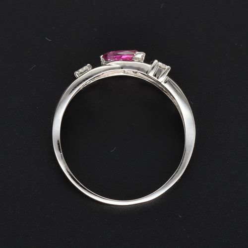 18ct White Gold Pink Sapphire Diamond Ring image-6