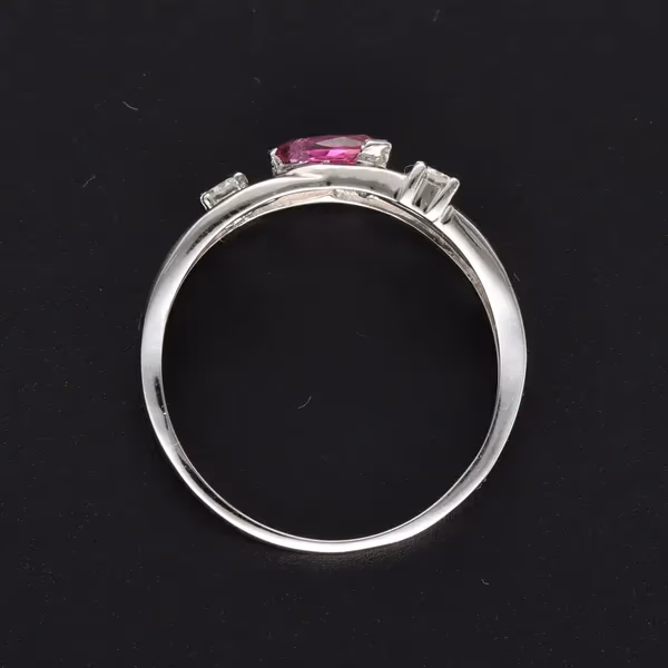18ct White Gold Pink Sapphire Diamond Ring