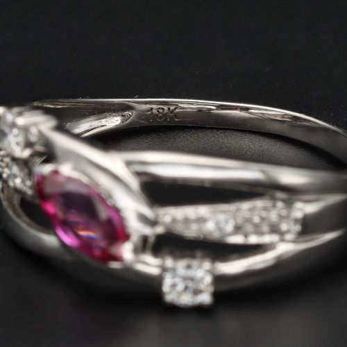 18ct White Gold Pink Sapphire Diamond Ring image-4