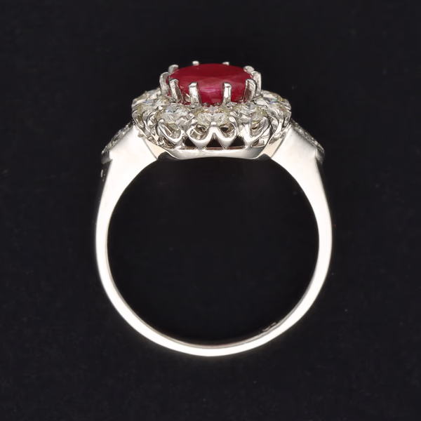 Oval Ruby & Diamond Cluster Ring