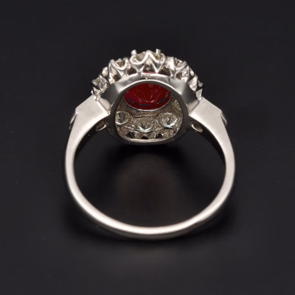Oval Ruby & Diamond Cluster Ring