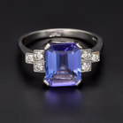Platinum Tanzanite and Diamond Ring