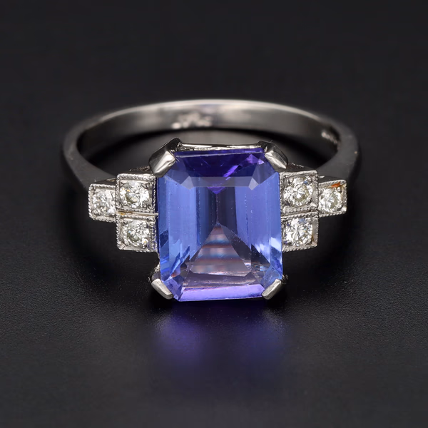 Platinum Tanzanite and Diamond Ring