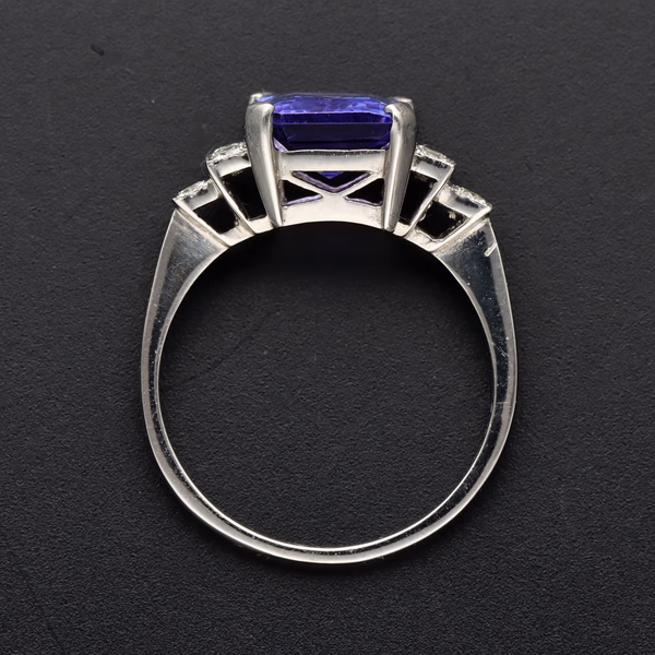 Platinum Tanzanite and Diamond Ring