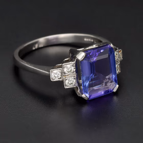 Platinum Tanzanite and Diamond Ring