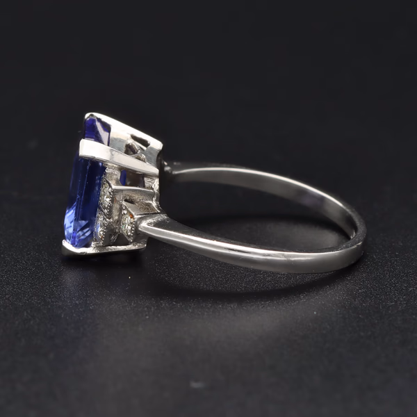 Platinum Tanzanite and Diamond Ring