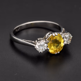 Platinum 1.86ct Yellow Sapphire & 0.50ct Diamond Ring