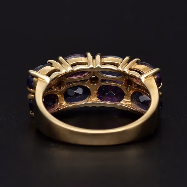 Gold Sapphire Amethyst Diamond Dress Ring