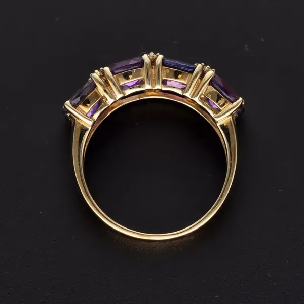 Gold Sapphire Amethyst Diamond Dress Ring