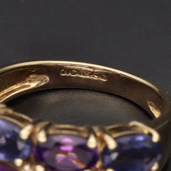 Gold Sapphire Amethyst Diamond Dress Ring