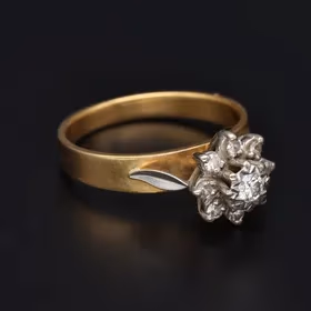 Heavy Vintage 18ct Yellow Gold Diamond Ring