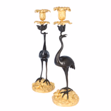A Fine Pair of Candlesticks in the Form of Storks