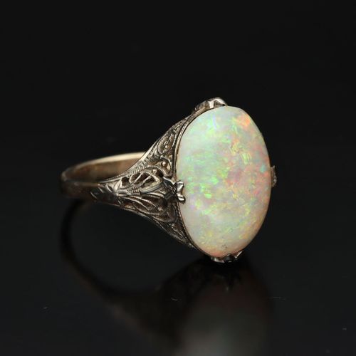 14k White Gold Opal Ring image-1