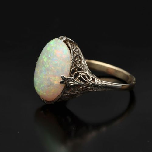 14k White Gold Opal Ring image-3