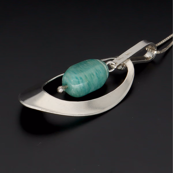 Norwegian Mid Century Silver Pebble Necklace