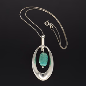 Norwegian Mid Century Silver Pebble Necklace