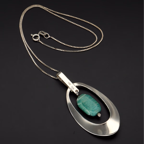 Norwegian Mid Century Silver Pebble Necklace