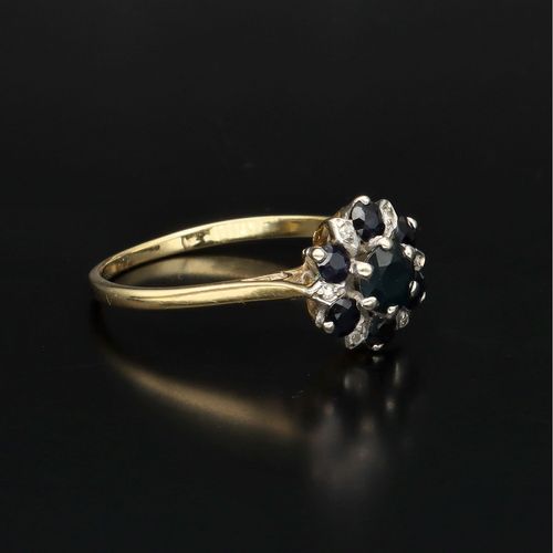 18ct Gold Sapphire and Diamond Cluster Ring image-1