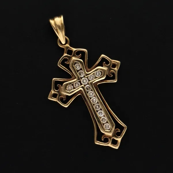 Retro Gold 0.25ct Diamond Cross