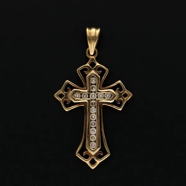 Retro Gold 0.25ct Diamond Cross