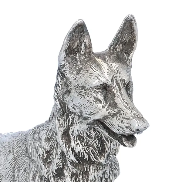Naturalistic Millennium Silver Model of a German Shepherd
