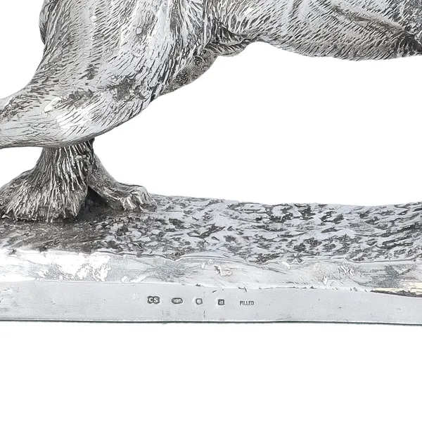 Naturalistic Millennium Silver Model of a German Shepherd