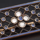 Antique Gold Diamond and Sapphire Brooch