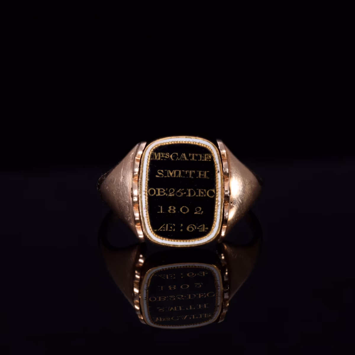 360° view of The Antique Georgian 1802 Swivel Hairwork Enamel Mourning Ring